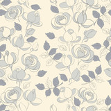 Fototapeta Dinusie - roses seamless pattern