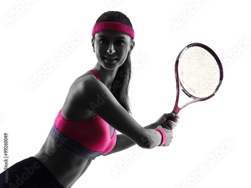 woman tennis player portrait silhouette Poster