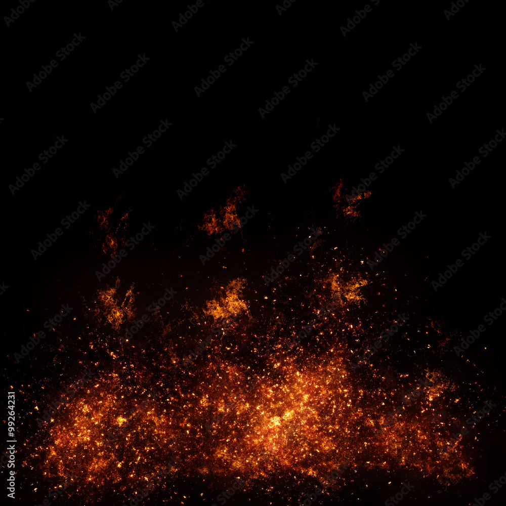 Fotografija Burning fire with sparks and embers na Europosterji