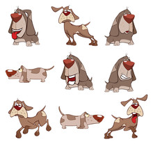 Set Of Cute Dogs For You Design. Cartoon 