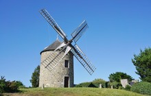 A Traditional Windmill In Lancieux, Brittany (France) 