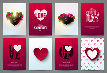 Poster - Valentine`s day backgrounds set. Vector illustration.