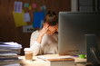 © shefkate - Young and beautiful businesswoman tired from work in the office
