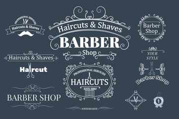 Wall Mural - barber shop logotypes