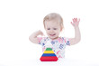 © alekseykh - toddler girl stacking blocks