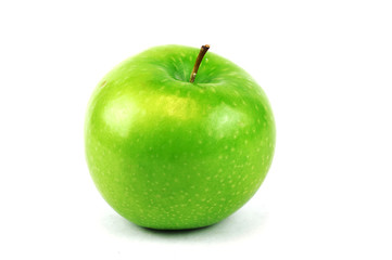 single green apple on white background