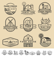 Set of vintage and modern farm badge logo and labels design. Vector illustration