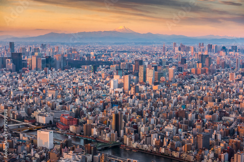 東京から富士山の眺め 夕景 Mount Fuji From Scenery Tokyo Japan Stock Photo Adobe Stock