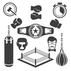 Wall Mural - Boxing icons vector