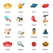 Flat movie genres vector icons