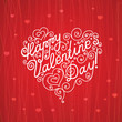 Lettering Happy Valentine's Day in the Form of Heart on the red Background with Many Little Hearts