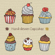 Set of Hand-drawn Cupcakes