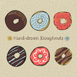 Set of Hand-drawn Dougnuts