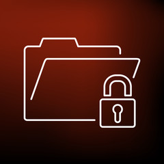 Wall Mural - secure folder icon. folder with padlock sign. password protected folder symbol. thin line icon on re
