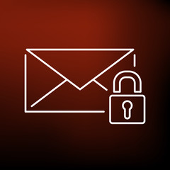 Wall Mural - secure ssl email icon. protected email with padlock sign. encrypted email symbol. thin line icon on 
