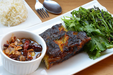 Wall Mural - Grilled catfish and tamarind sauce with neem