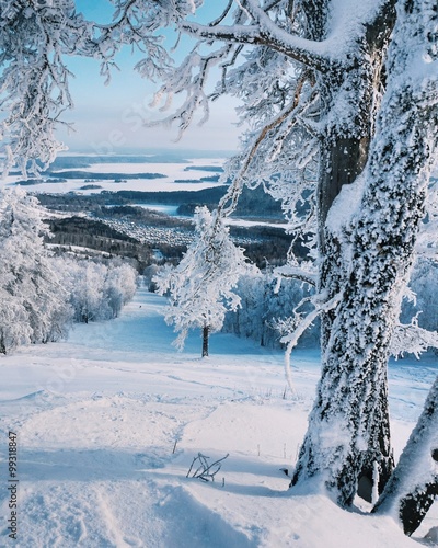 Foto-Schmutzfangmatte - Cold winter in Russia. View from the top of the hill in south ural (von Ayrat A.)
