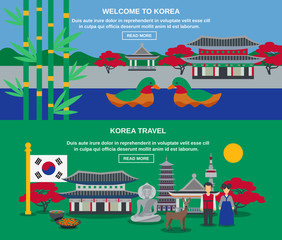 Wall Mural - Korean Culture Travel Horizontal Banners Set