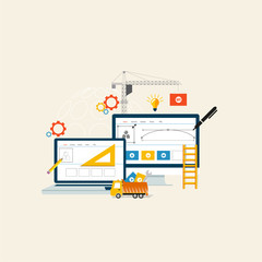 Wall Mural - building/designing a website or application. flat style vector design