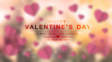 Glass Texture With Happy Valentine's Day, Fine Daisy Color Tone Design, Blur And Select Focus Background 