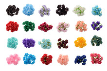 Colorful Artificial Flowers On A White Background