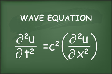 Wave equation on chalkboard vector