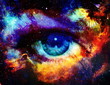  Goddess eye and Color space background with stars.