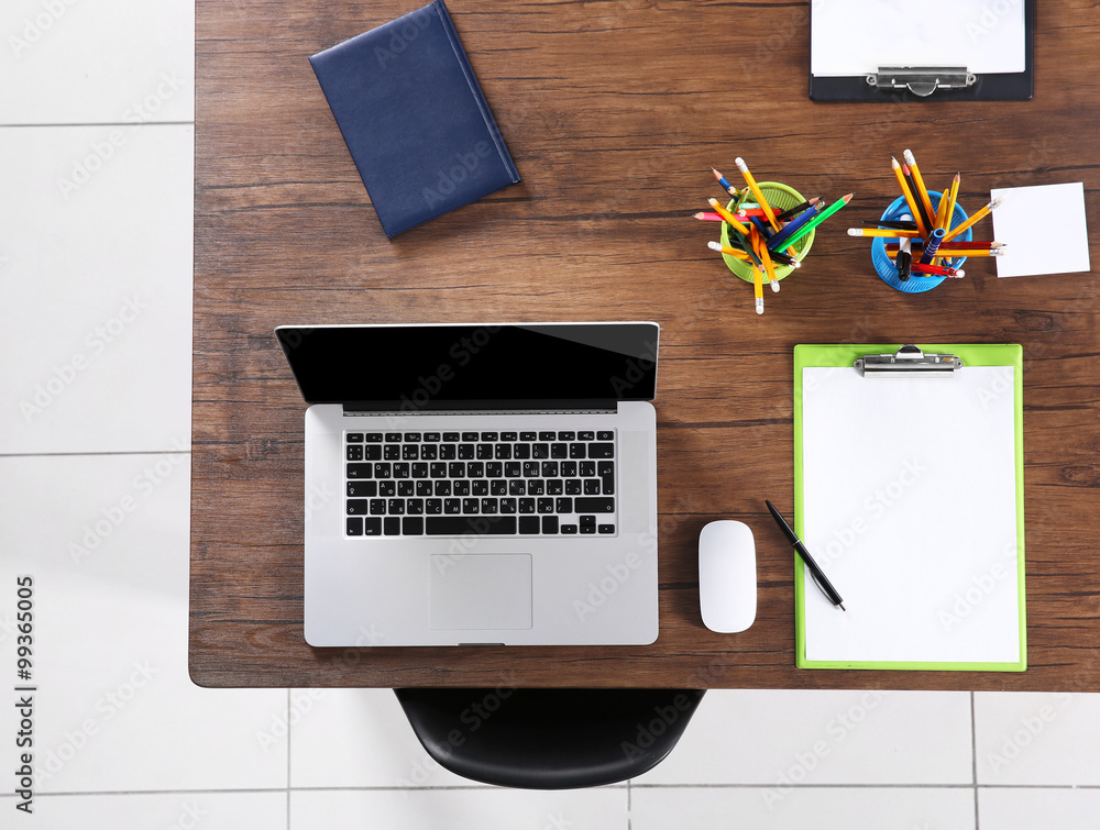 Office table for meetings, top view