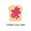 Toast and strawberry jam vector icon 