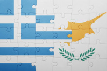 Puzzle With The National Flag Of Cyprus And Greece