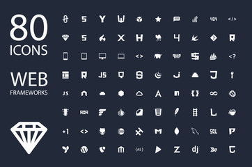 Wall Mural - web development framework icon set vector illustration