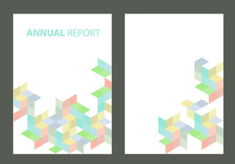 Annual Report cover with pastel colored cubes - A4 template vector.