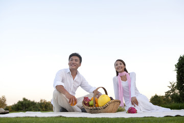 Young couple enjoying a picnic