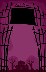 Wall Mural - Halloween Wrought Iron Gate Open