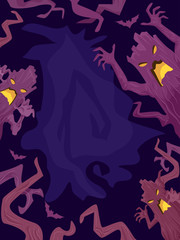 Poster - Halloween Scary Tree Figures