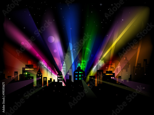 Colorful Party Lights City Buildings This Stock Vector And Colorful Party Lights City Buildings