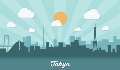 Wall Mural - Tokyo skyline - flat design