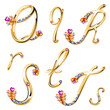 © alchena - Bronze alphabet with colored gems letters Q,R,S,T