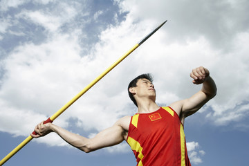 Wall Mural - Portrait Of An Athlete With A Javelin