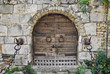 Wooden door of castle
