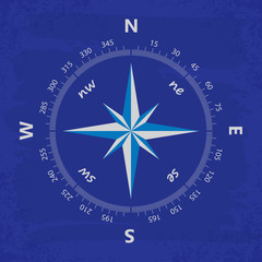 Wall Mural - Compass on the old retro blue background