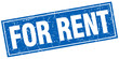 for rent blue square grunge stamp on white