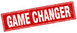 game changer red square grunge stamp on white