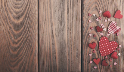 Wall Mural - Red hearts shapes - vintage toning