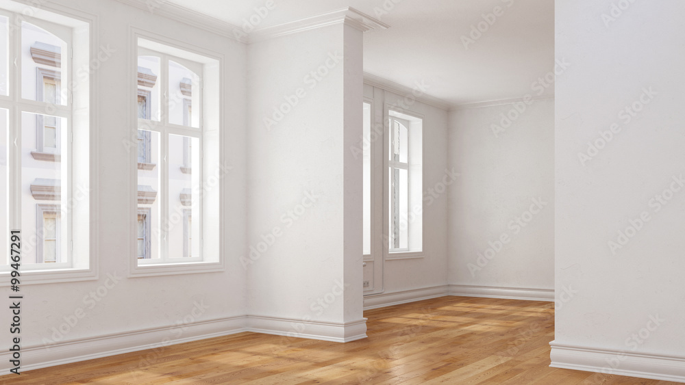 Leerer Raum mit Durchgangszimmer