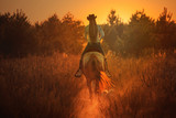 Fototapeta Konie - girl and horse
