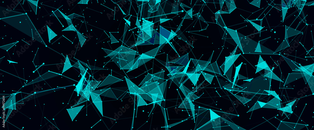Abstract digital background with cybernetic particles - obrazy, fototapety, plakaty 