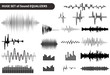 Vector sound waves set. Audio equalizer technology, pulse musical. Vector illustration