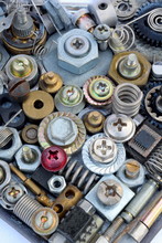 Large Collection Of Various Metal Elements As Screws, Bolts, Heads, Nuts.....