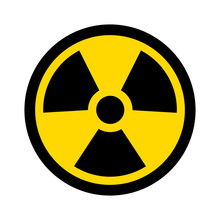 Yellow Radioactive / Radiation Symbol Flat Icon For Websites And Print